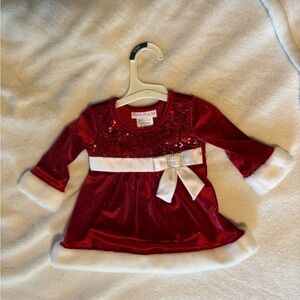Bonnie Baby Red Sequin Dress with White Bow